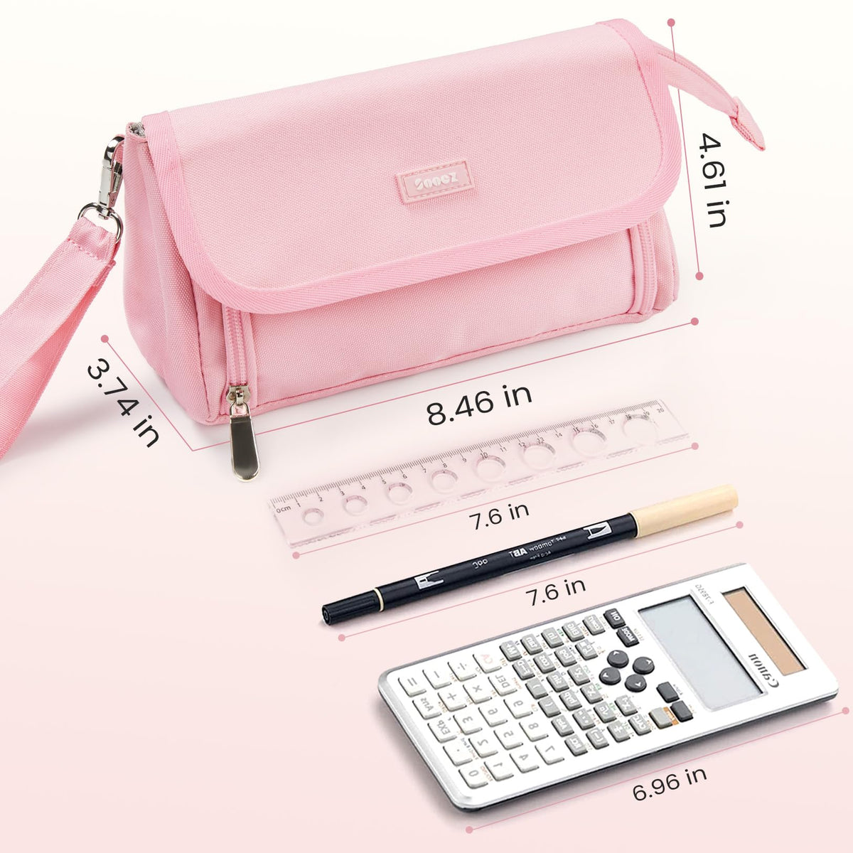 Sooez Super Large Pencil Case, Big Capacity Pencil Bag with 3 Compartments, can hold 100 pencils,Cute Pencil Pouch with Zipper,Portable Stationery Pen Bag,Aesthetic School Supplies For Girls,Haze Blue