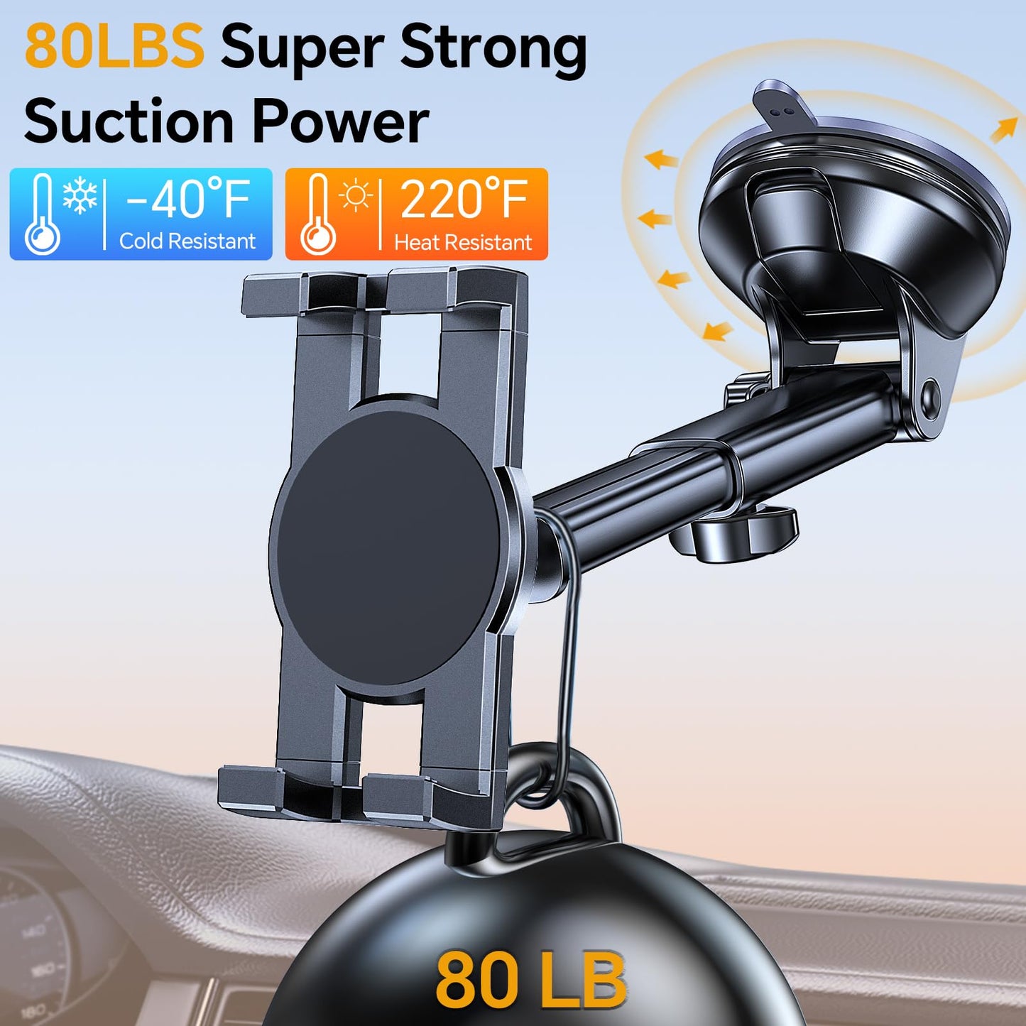 Tablet Holder for Car iPad Holder for Car【Windshield+Dash】Suction Cup ipad Mount for Truck Stand【360° 】Tablet Car Mount soporte de telefono para carro for All 4.7"-12.9" Apple iPad Samsung Galaxy Tab