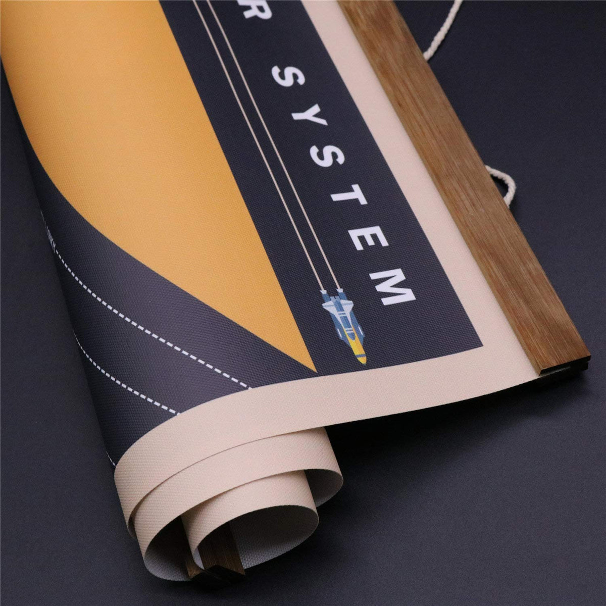 WEROUTE Solar System Poster Outer Space Planets Educational Decor Printed on Canvas Scroll Wood Hanger Painting15.7 x 27 inch (with Frame)