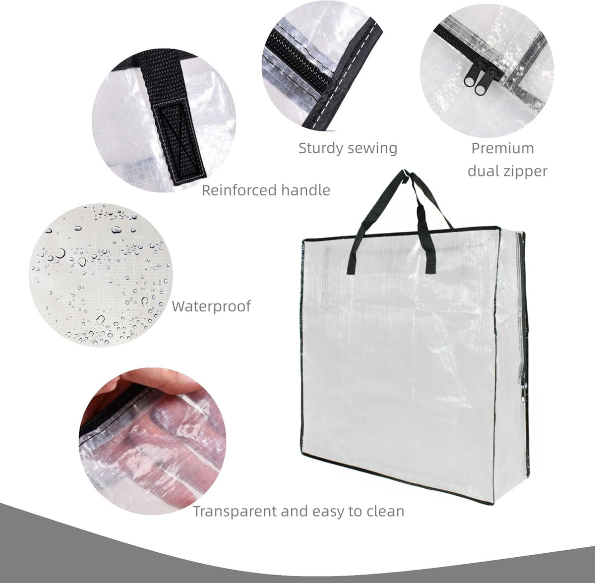 5 Pack Clear Moving Bags by [Brand Name] - Wreath & Garland Storage with Handles and Zippers | Ideal for College, Bedding, Toys, Under Bed Organization