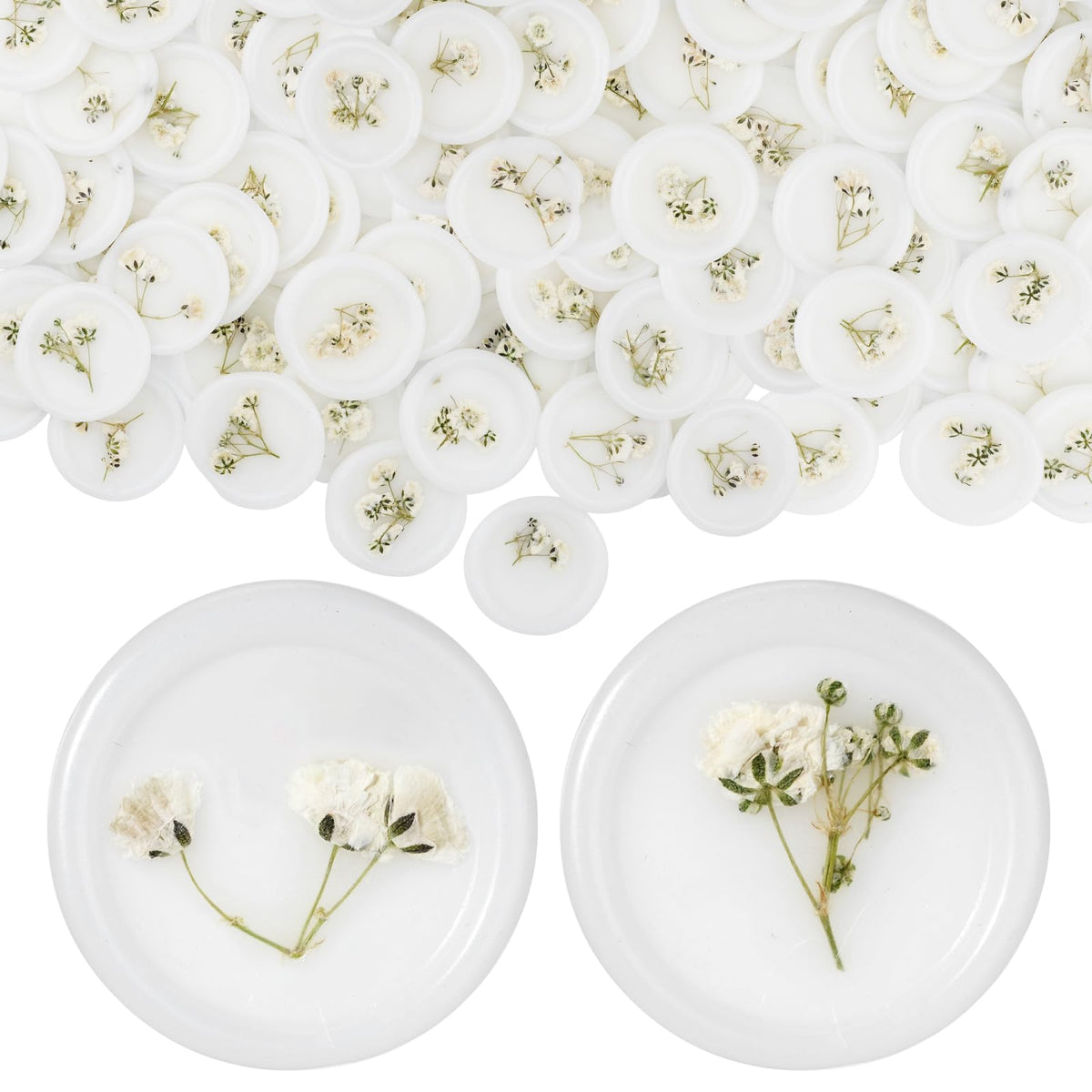 Qilery 50 Pcs Baby's Breath Wax Seal Stickers Dry Floral Self Adhesive Envelope Wax Seal Stamp Stickers Bulk for Wedding Invitation Bridal Shower Birthday Party Letter Greeting Card Gift Wrapping