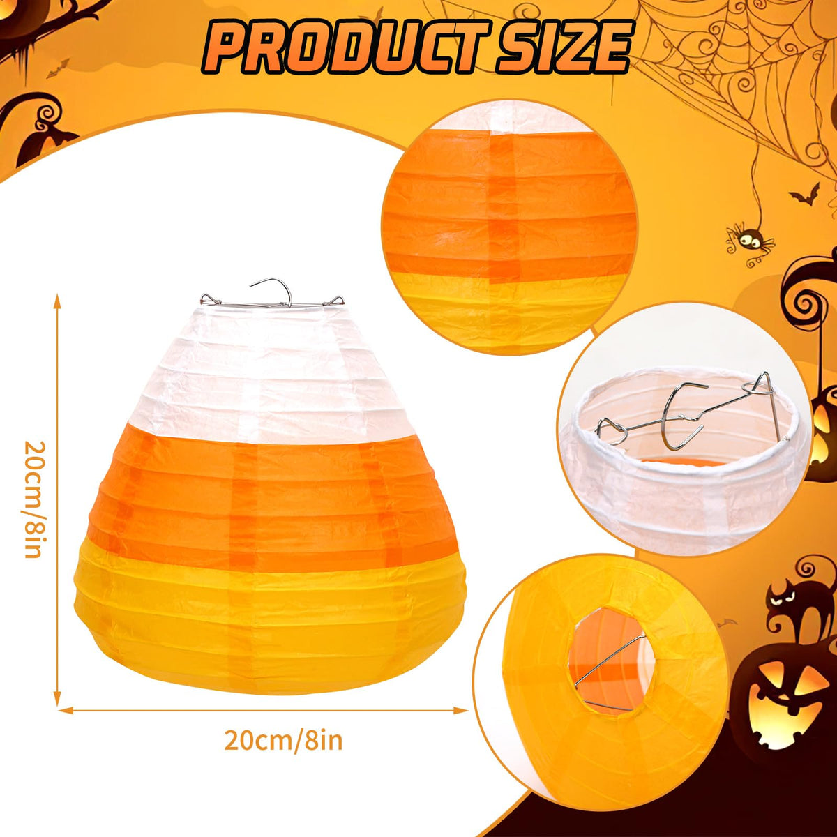 DECYOOL 12PCS Halloween Paper Lanterns, 3D Candy Corn Hanging Ornaments