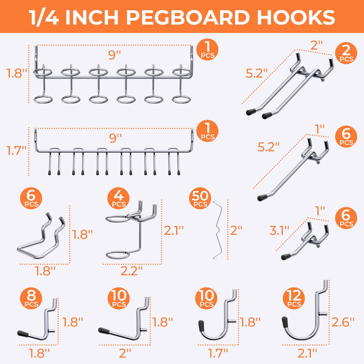 INCLY 70PCS Pegboard Wall Organizer, 4PCS Metal Peg Board Panels with 66PCS 1/4" Pegboard Hooks Accessories Kit, Black Peg Board for Walls Home, Garage Tool Storage, Workbench Organization