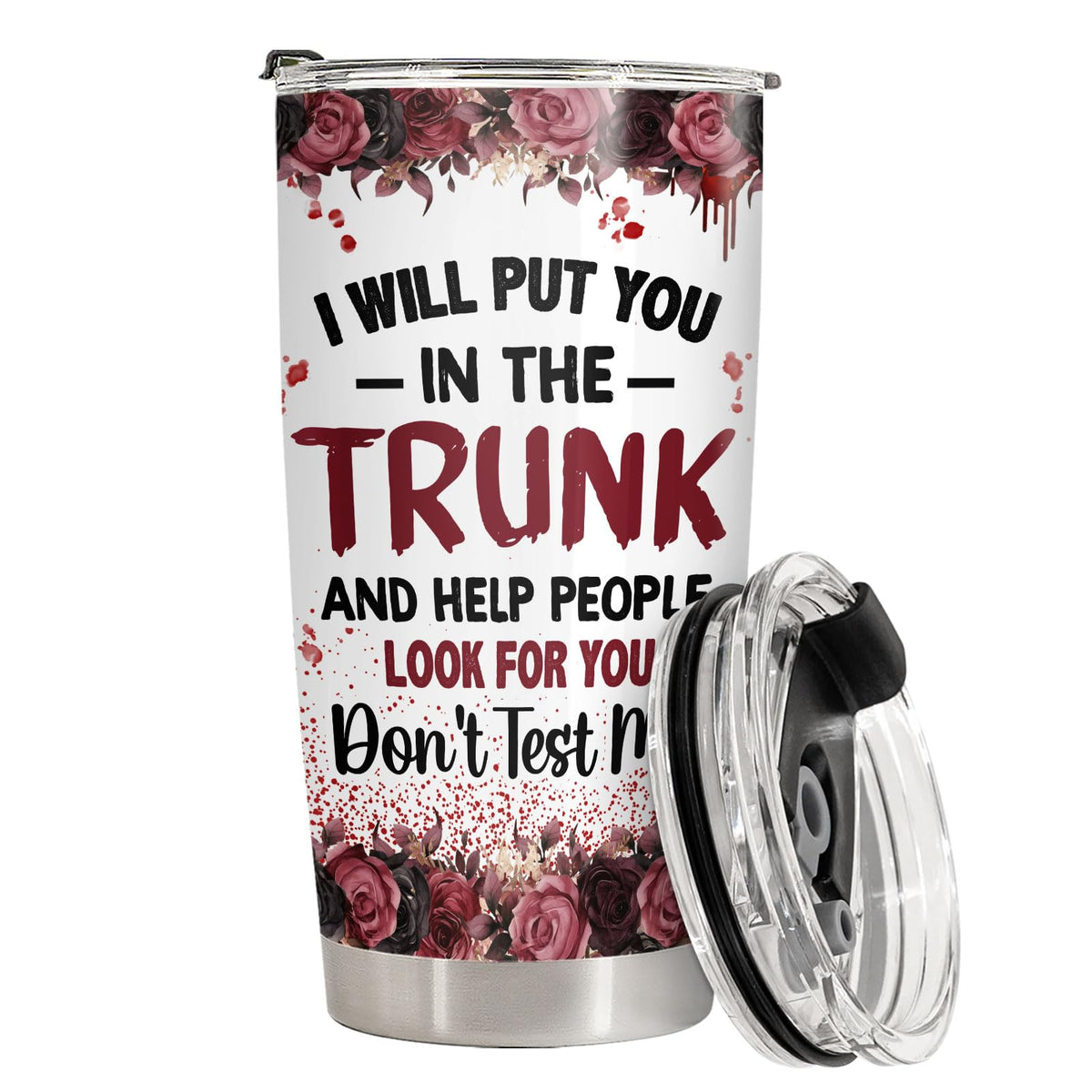 34HD Crazy Cat Tumbler with Lid, 20 oz Stainless Steel Vacuum Insulated Put You In The Trunk Mug, Funny Gifts for Cat Lover Women Men, Black Kitty Gifts for Birthday Halloween Christmas