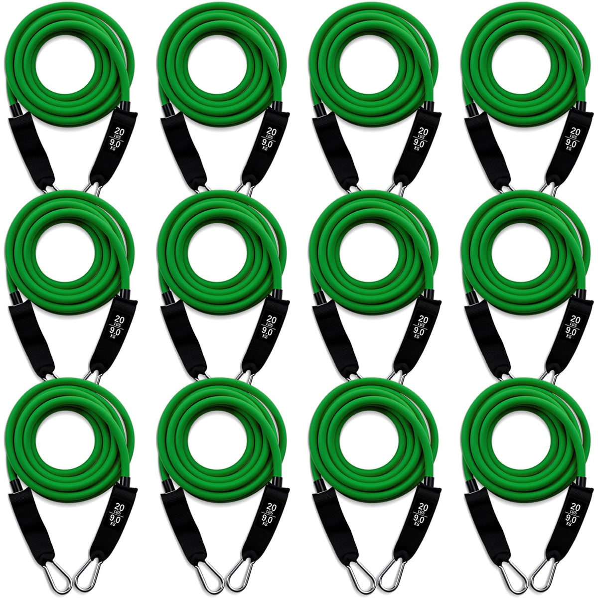 Glimin 12 Pcs Resistance Bands Set, Weight Stretch Exercise Workout Bands, Latex Elastic Straps for Men Women Working Out, Strength Training, Home Fitness(Green,20 Lbs)