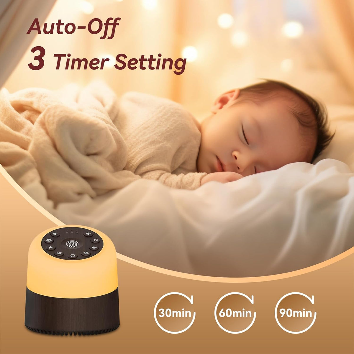 Skiennix White Noise Machine - 32 Soothing Sounds & 9 Color Night Lights | Adjustable Volume & Auto-Off Timer