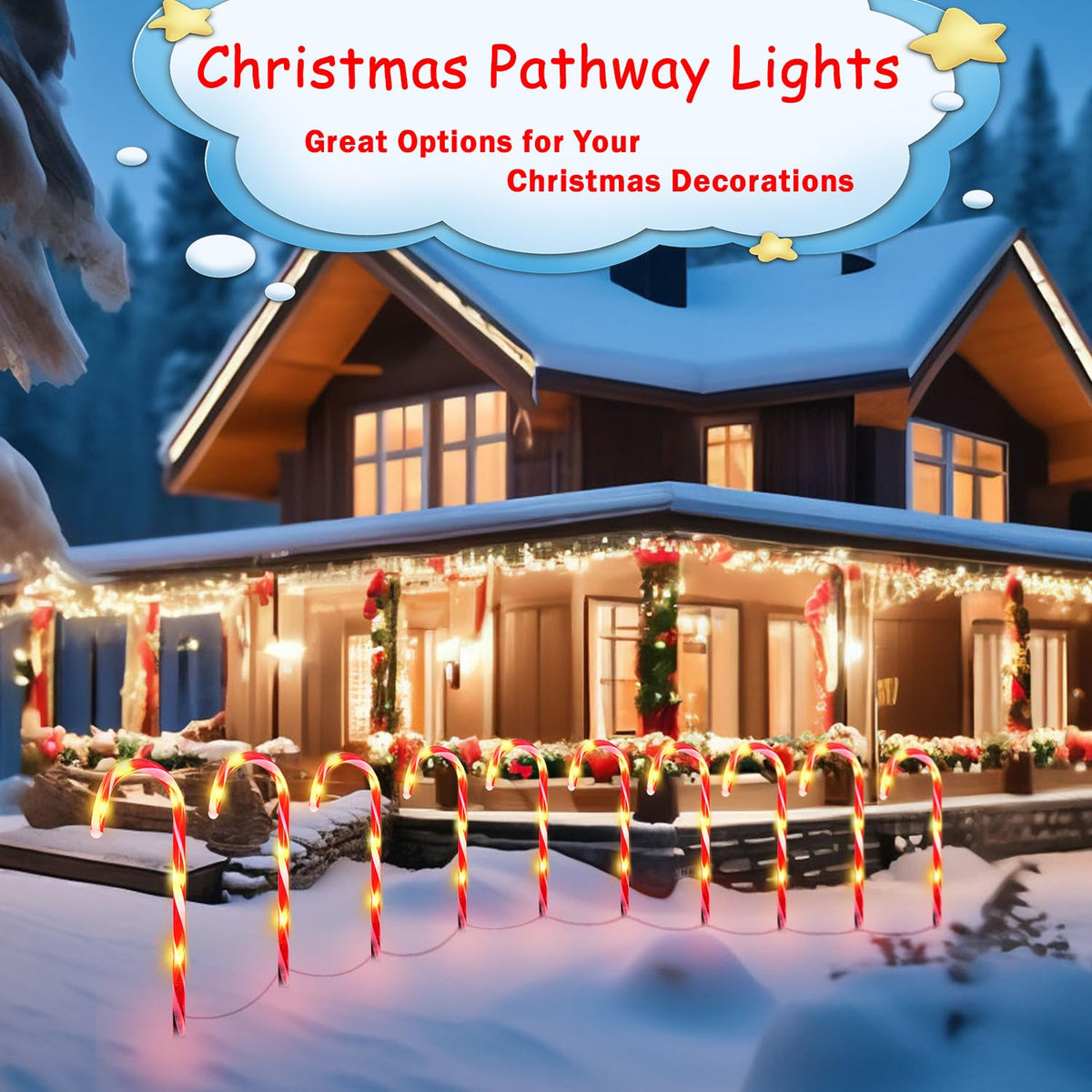 20 Pack Solar Christmas Candy Cane Lights, Christmas Decorations Outdoor Waterproof, Solar Powered Pathway Lights with 8 lighting Modes & Memory Function for Outside Party Garden Yard Patio Decoration