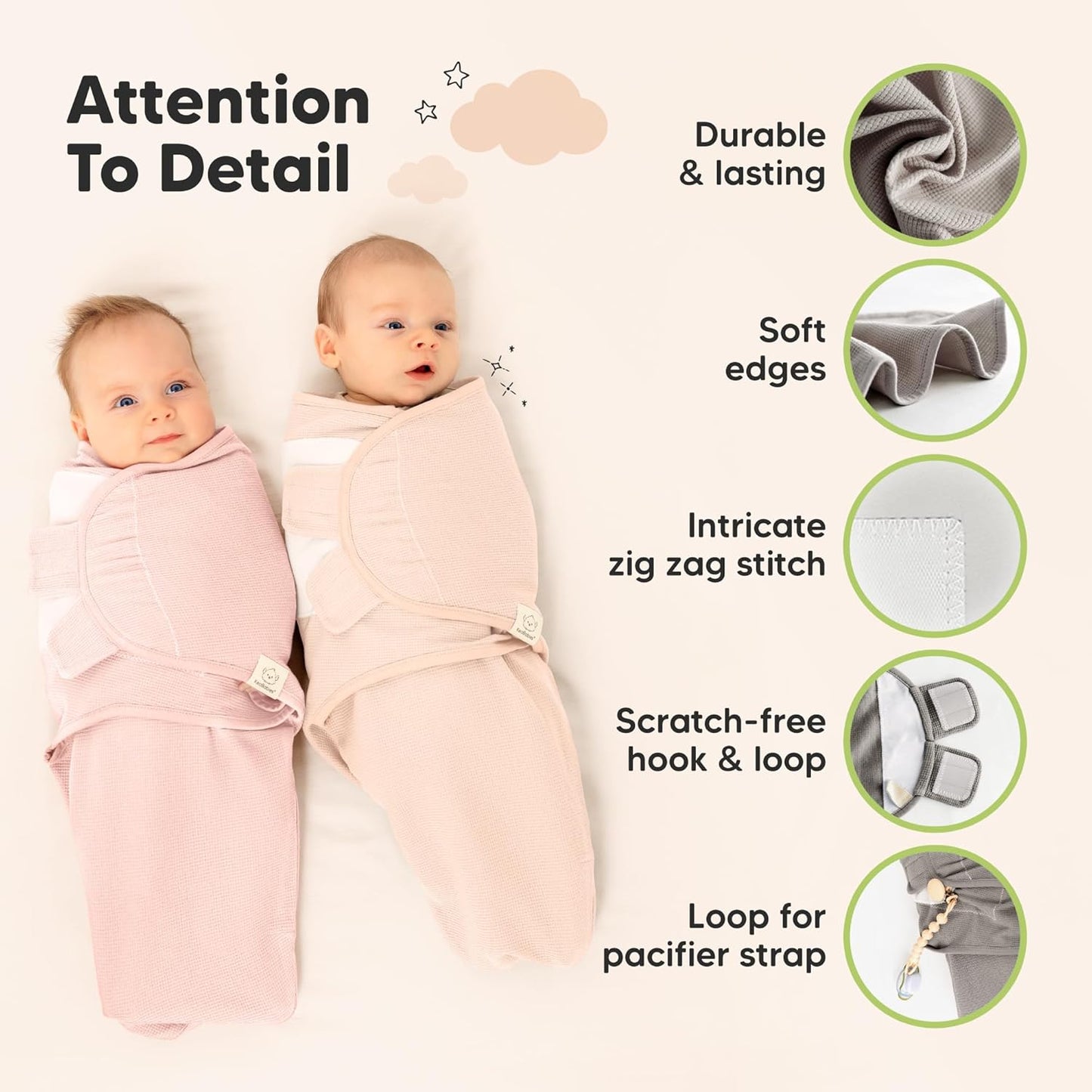 Angelic 3-Pack Organic Swaddles | Soft & Snug Baby Sleep Sacks for Newborns 0-3 Months
