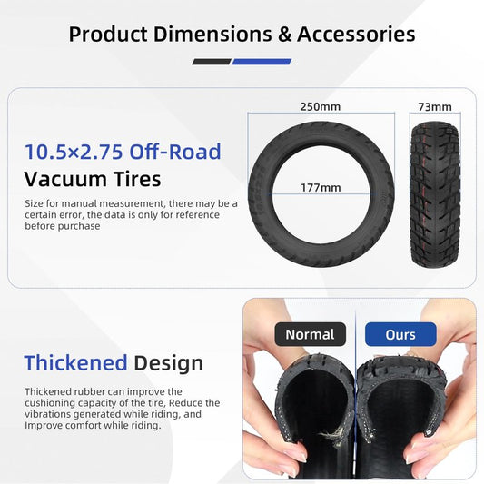 Ulip 10.5x2.75 Tubeless Tire for Segway Ninebot P65 P100 P100S P100SU Electric Scooter Thicker Tires Non-Slip Spare Wheels Scooter Accessories 2 PCS