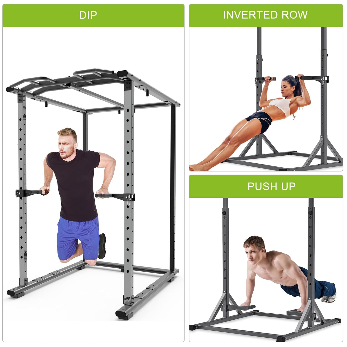 Lifeswell Dip Bar Attachment for 3" x 3" Power Rack, Non-Slip Wide & Narrow Grip Handles, 500 lbs Capacity, Squat Rack Attachment for Dips, Inverted Rows, Push-Ups
