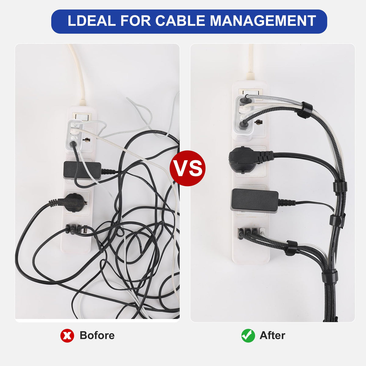 Nettbe Reusable Cable Ties, 126 PCS 6 Inches Adjustable Cord Straps Wire Organizer Cord Wrap and Hook Loop Cable Management