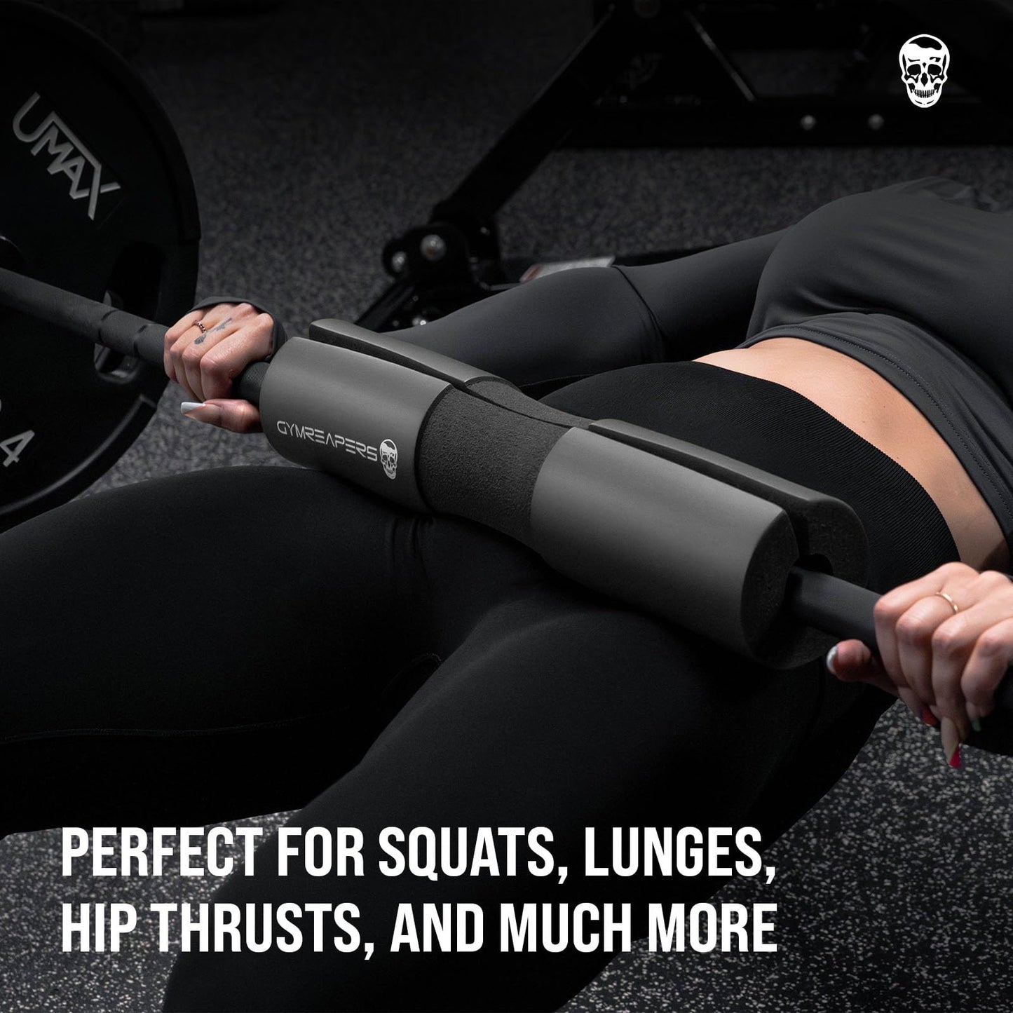 Gymreapers Barbell Squat Pad - Protective Bridge Pad For Hip Thrust, Squats, Lunges - Hip Support, Neck Protection For Bar (Black)