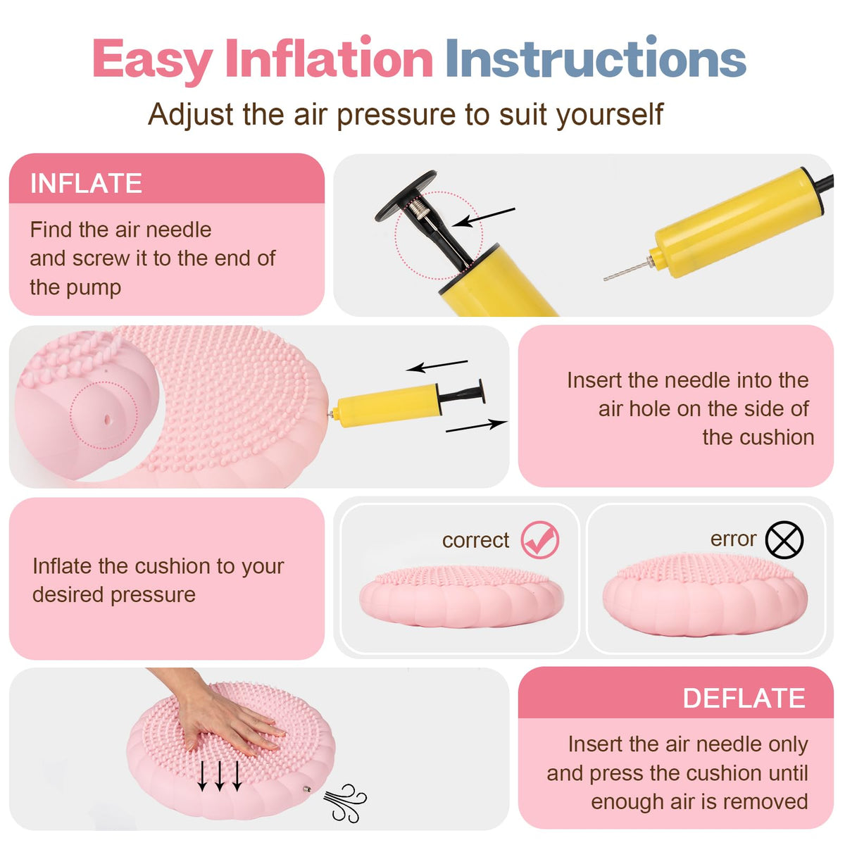 kisnbld Wobble Cushion, Extra Thick Wiggle Seat for Sensory Kids, Non-slip Balance Disc with Inflation Pump for Adults Core Strength, Posture Improvement & Physical Therapy (13.5in/34cm)