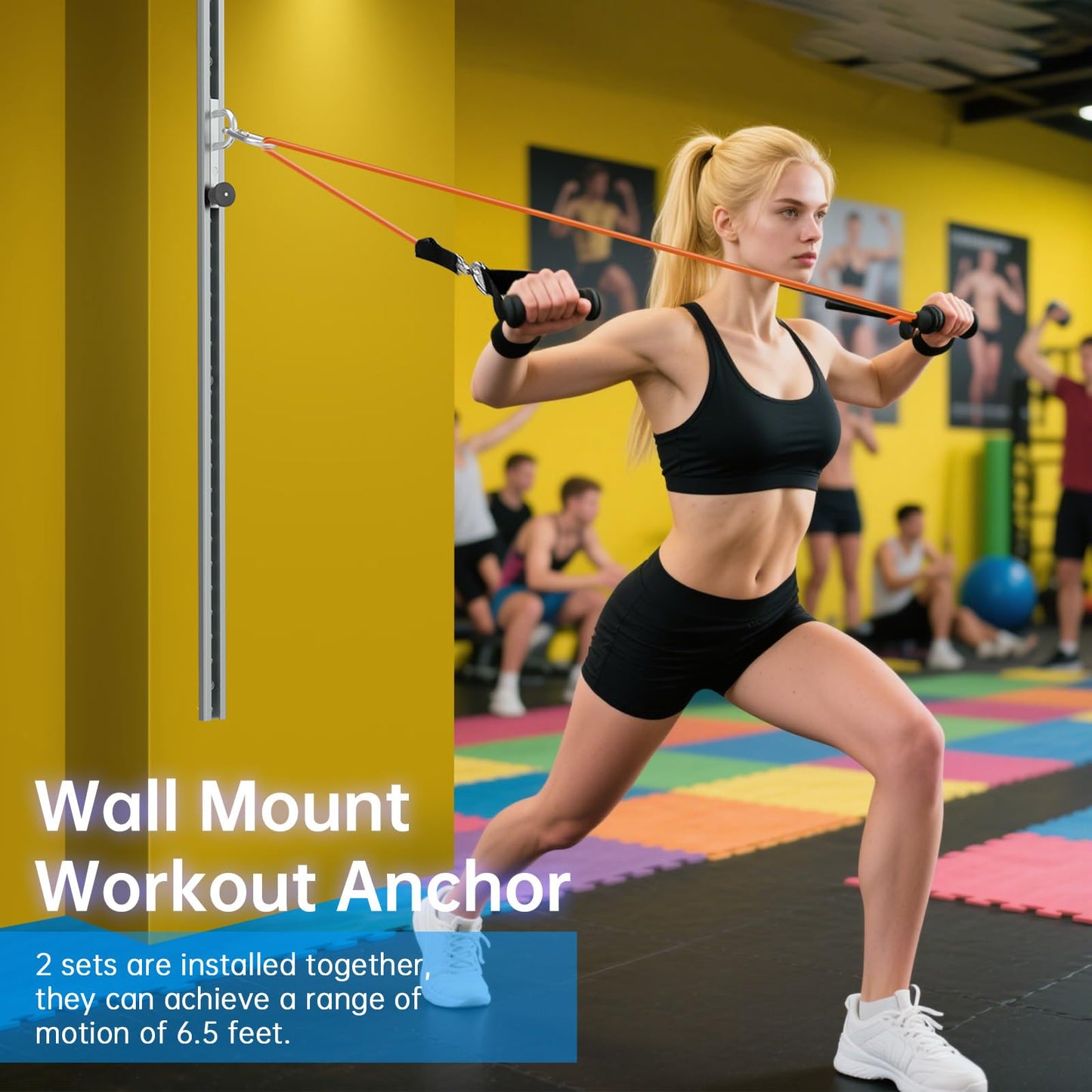 1 PCS Resistance Bands Wall Anchor Exercise Equipment Platform Base(Length 40"),Adjustable Wall-Mounted Anchor Multi-Purpose Fitness System for Complete Full Body Strength Training-Black