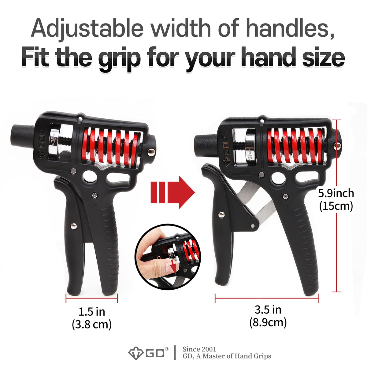 GD GRIP ULTRA 70 (44~154 lb) Hand Grip Strengthener, Adjustable Hand Strength Trainer Hand Gripper Wrist Forearm Trainer Arm wrestling Exerciser for Athlets