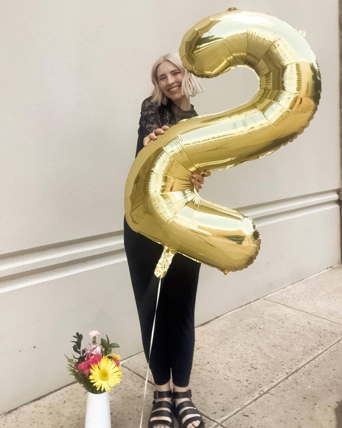 Light Gold Number 6 Balloon - 40 Inch Giant Foil Balloon for 6th Birthday Party Decorations