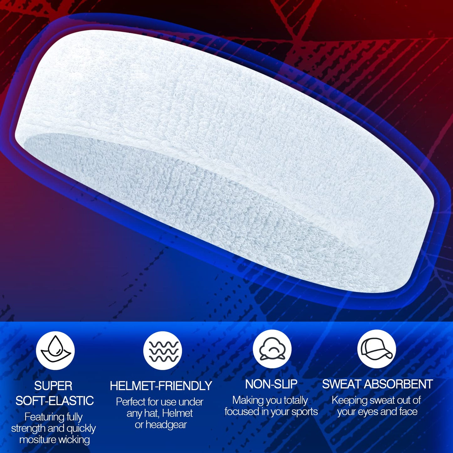 Towel Headband Fashion Sweatbands Sports Headband Soft Organic Cotton Outdoor Head Sweat Band for Men & Women Yoga Exercise