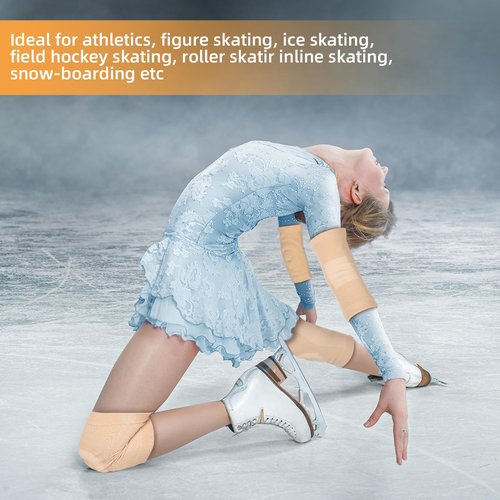 Funnysoft 2 Pairs Figure Ice Skating Knee and Gel Elbow Pads Set, Dance Knee Elbow Pads Cushion and Support Cap for Youth Dancing Figure Skating Gymnastic Youth and Adult Women Men