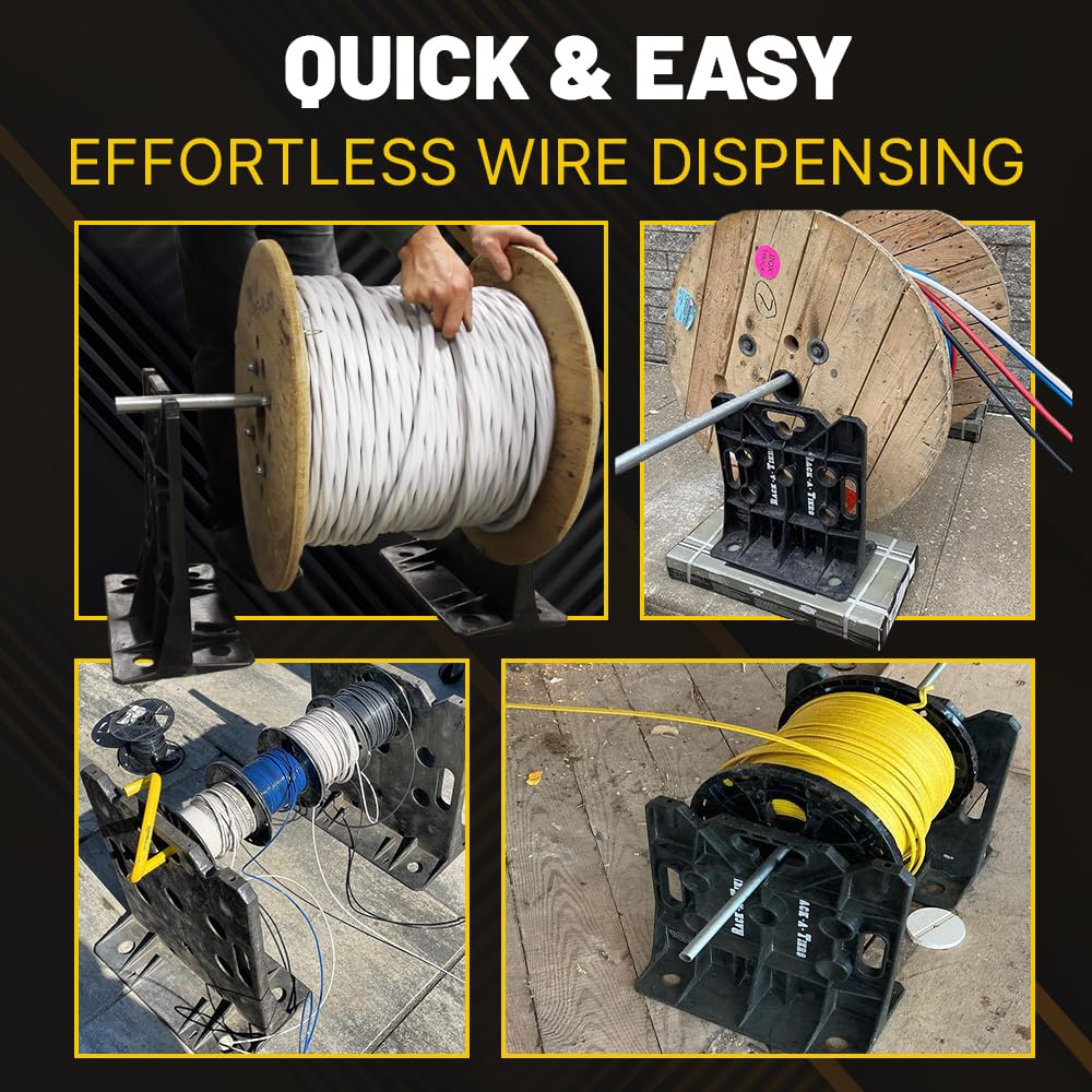 Rack-A-Tiers Wire Dispenser - Electrician's Wire Spool Rack, Multi-Purpose Cable Dispenser, Award Winning Electrical Wire Rack, Wire Spool Dispenser, Wire Reel Caddy (11455)