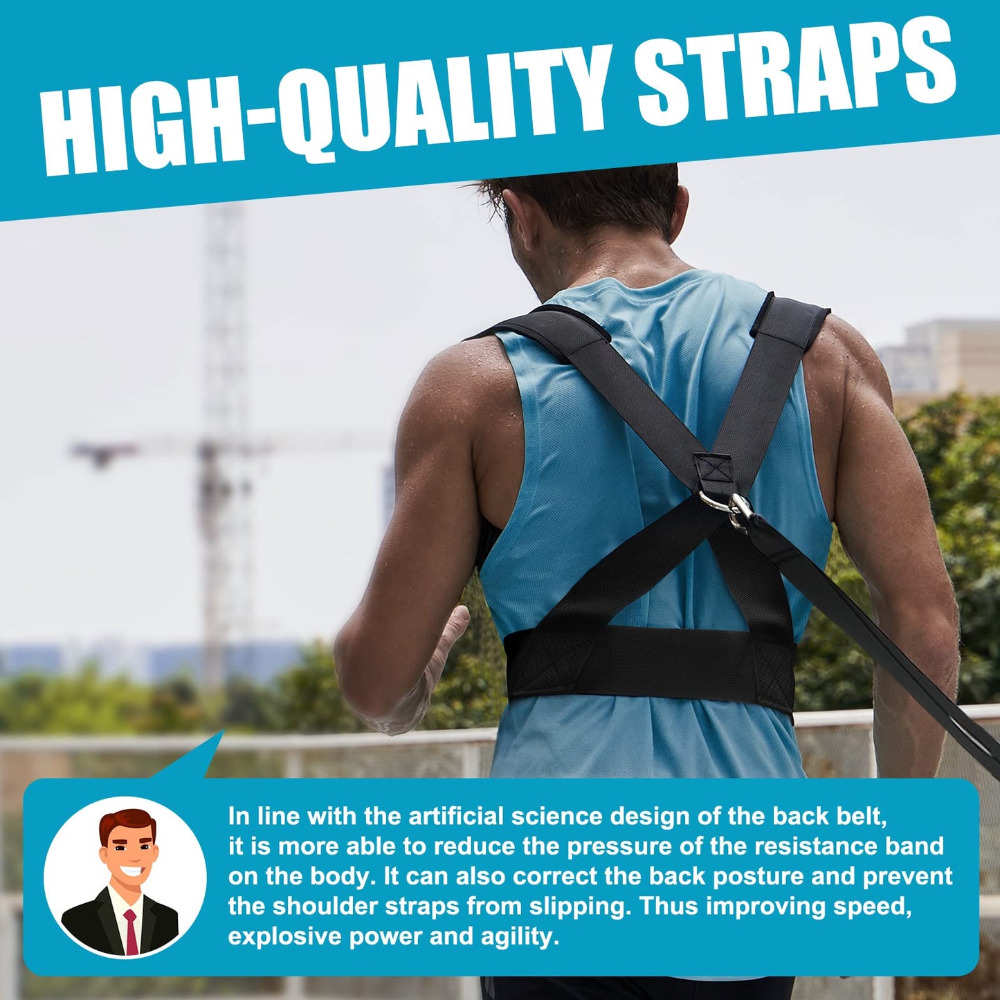 YNXing Sled Harness Workout Resistance and Assistance Trainer Physical Training Resistance Rope Kit Improving Speed, Stamina and Strength (13.1FT)