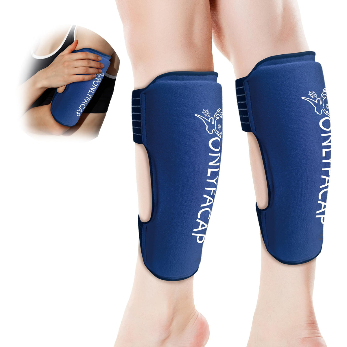 Shin Splint Relief Ice Pack Wraps 2 Pack, Reusable Gel Compression Sleeves with Adjustable Straps for Knee, Ankle, Calf, Elbow Pain Relief & Swelling Reduction