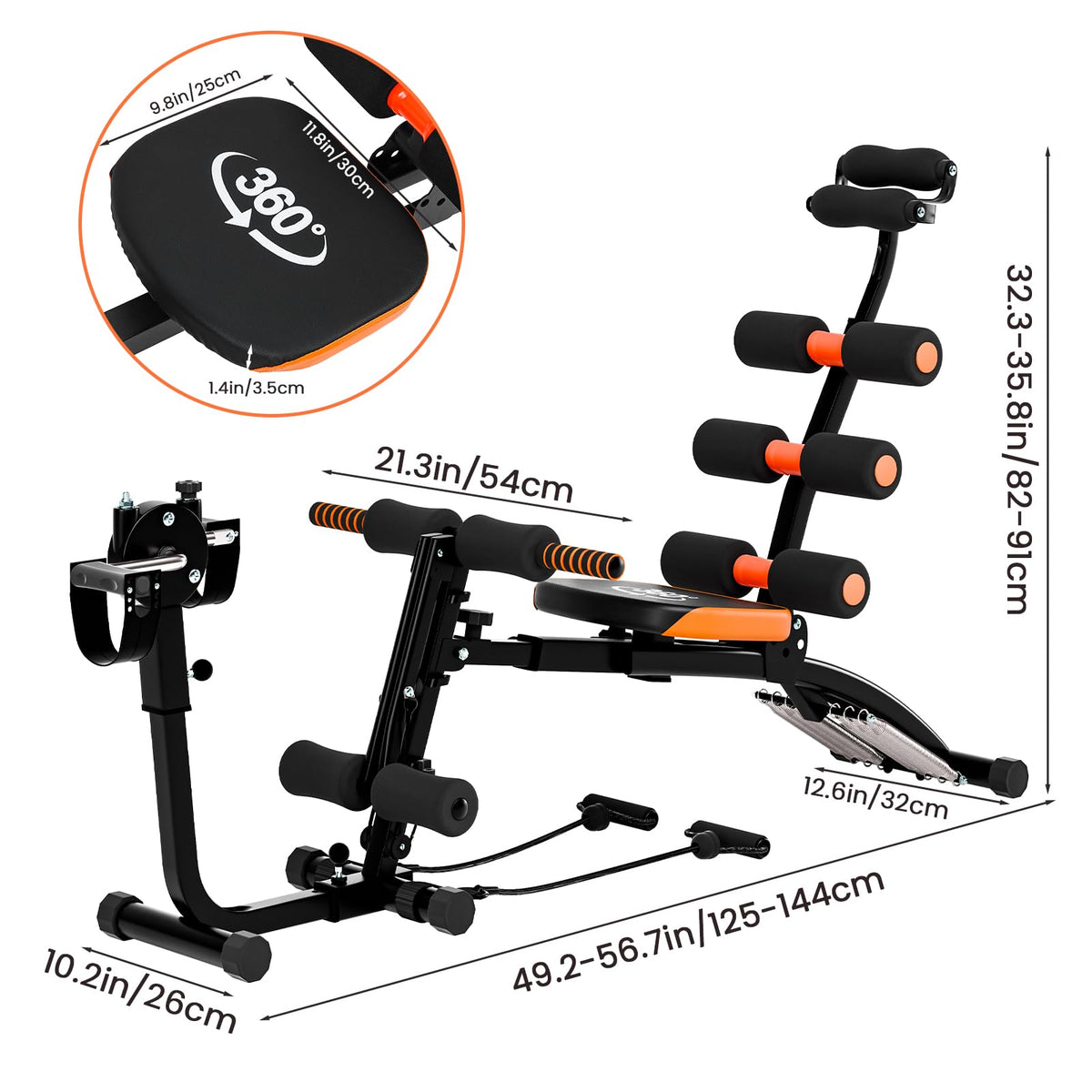 Adjustable Ab Machine for Stomach Workout, Multi-Functional Ab Crunch Trainer Bench, Abdominal Exercise Machine for Core, Legs, Arms – Maquina para Abdominales en Casa