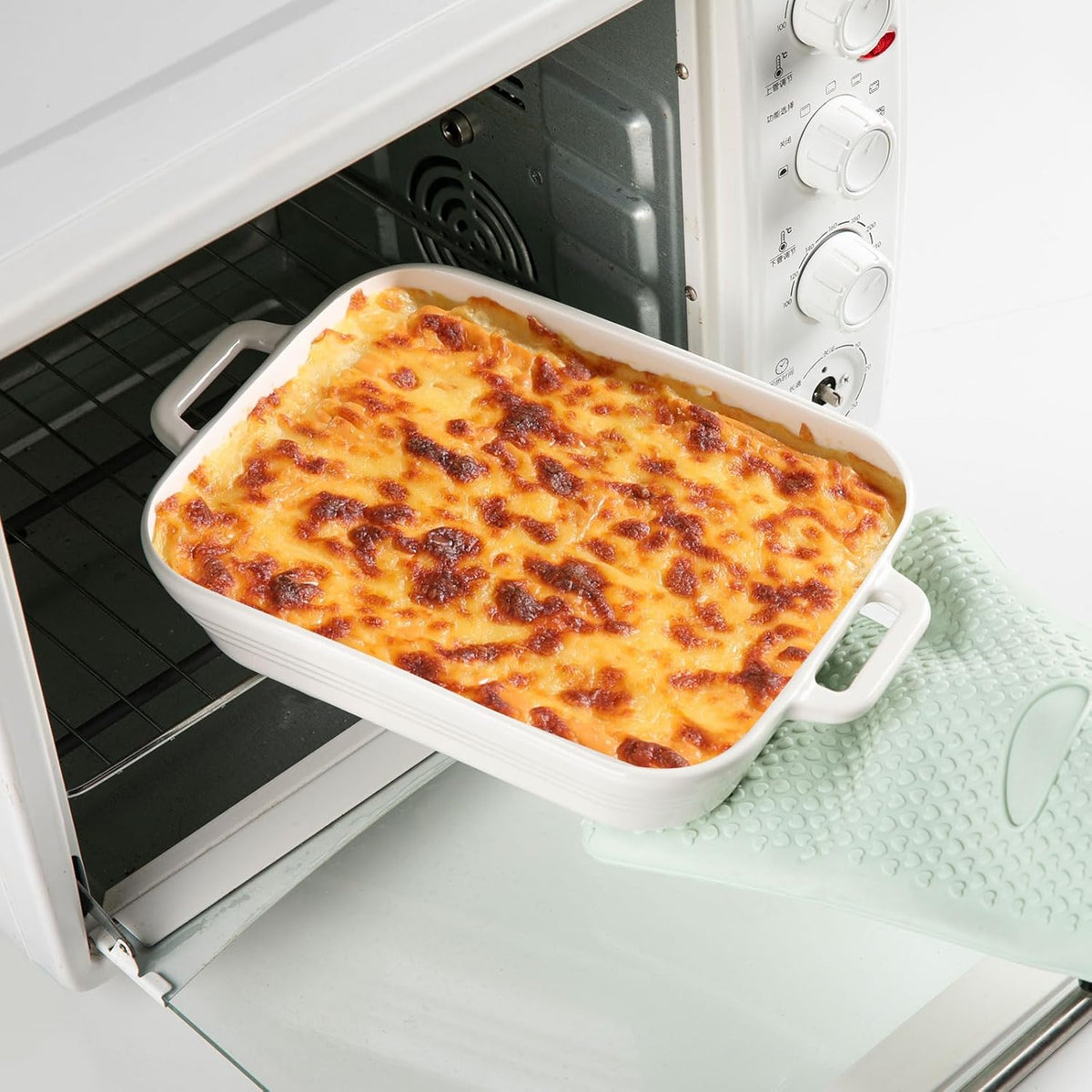 Sweejar Casserole Dishes - Ceramic 9x13 Baking Pans Set for Cooking & Baking | White Porcelain Lasagna Pan with Handles