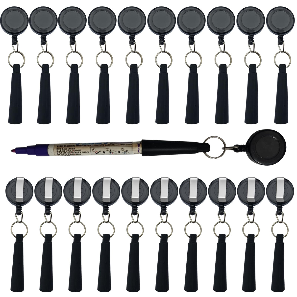 XILAOTOU 20 PCS Pencil Holder, Ideal Grip for Markers & Carpenter Pencils-Heavy Duty Retractable Pull Pen with anti-lost pen cord