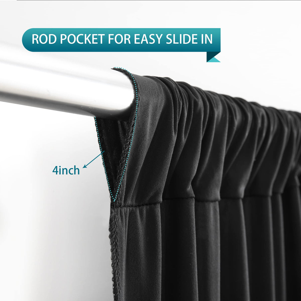 Black Backdrop Curtain 2 Panels-Wrinkle-Free Black Curtains Polyester Photography Drapes for Wedding Birthday Party Photo Background Backdrop Stand- 8 X10FT