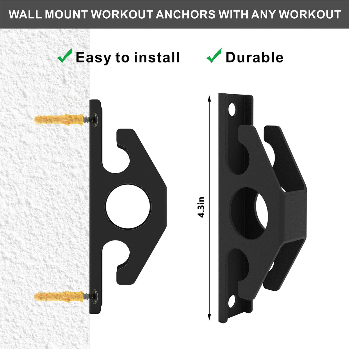 Wpbhk 3PCS Resistance Band Wall Anchors, Wall Mounted Anchors for Resistance Bands, Wall Mount Workout Anchors for Home Gym Workouts, Strength Training, Physical Therapy