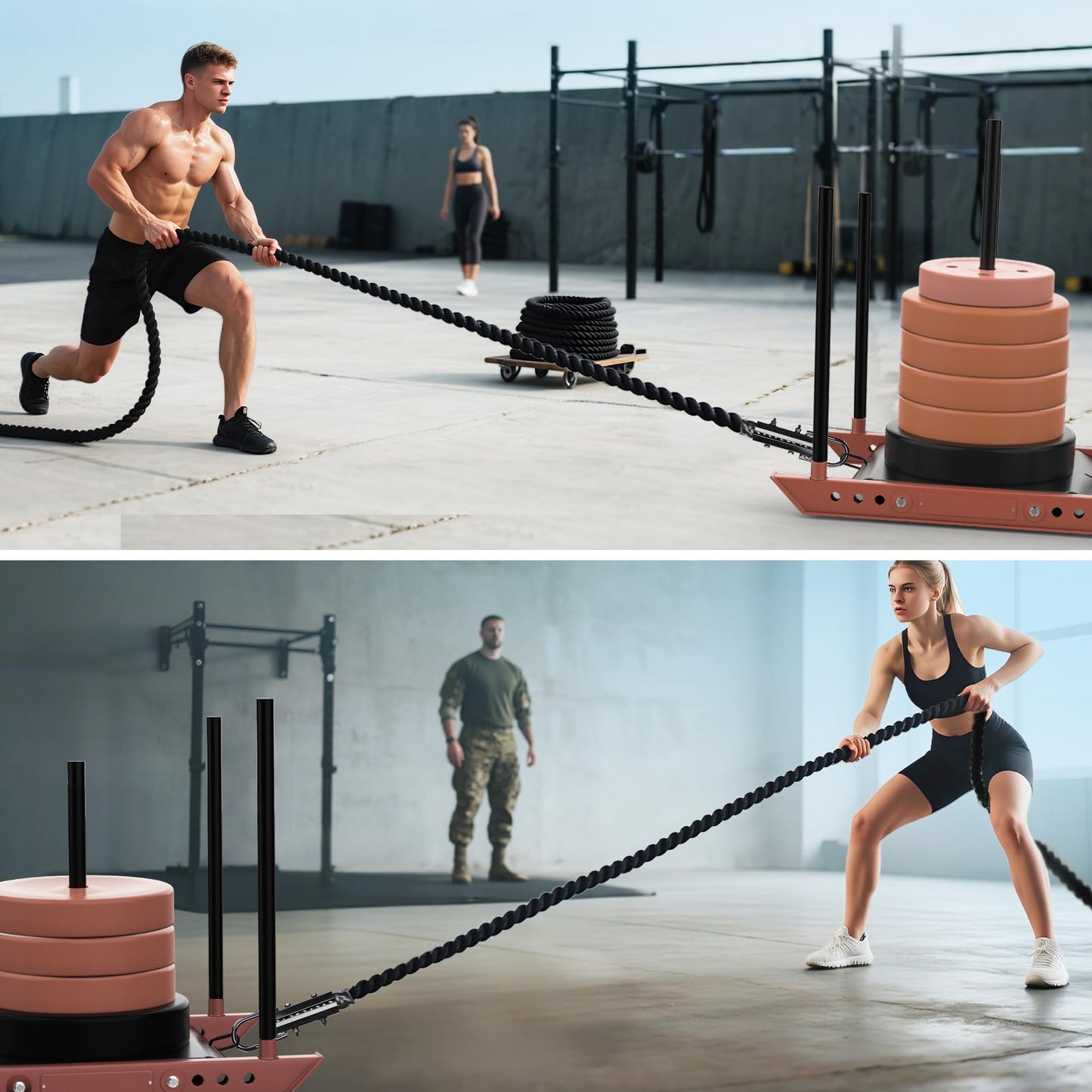 Keepark Weight Workout Sled Pulling Rope - Heavy Duty Workout Rope for Weight Sled, Tire Drag, Football Training - Fitness Resistance Exercise Equipment for Men & Women - 1.5 Inch x 15FT