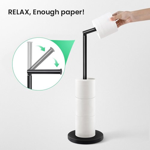 Cesun Bathroom Essentials Bundle - Soft Close Trash Can & Toilet Paper Holder Stand | 1.6 Gallon, Matte Black