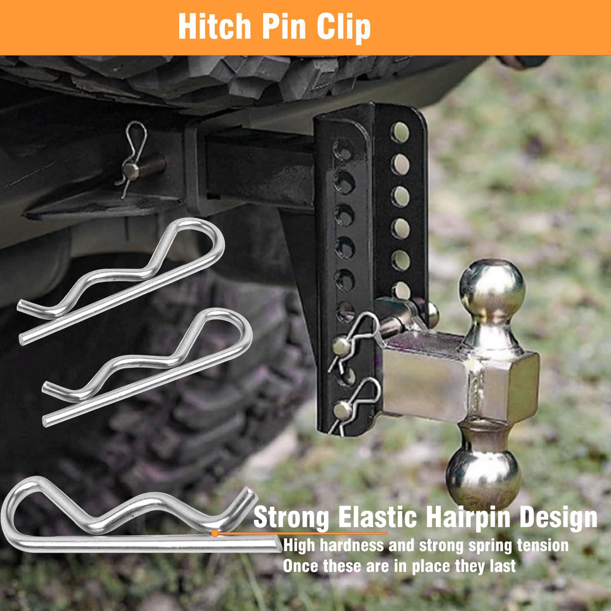 15 Pcs Heavy Duty Cotter Pins,Hitch Pins Clip R Clips Spring Retaining Wire Hair Pins Kotter Pin Strong Spring Tension Large Hardware Pins for Trailer Tractors Mower Carts Truck Pin Clip M3x60mm