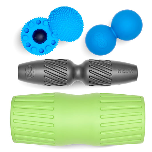 RAD Back Relief Massage Set – Myofascial Release Bundle for Back Pain, Muscle Recovery, and Mobility - Includes Exercise Foam Rollers, XL Peanut Massage Ball, and Neuro Ball Foot Roller