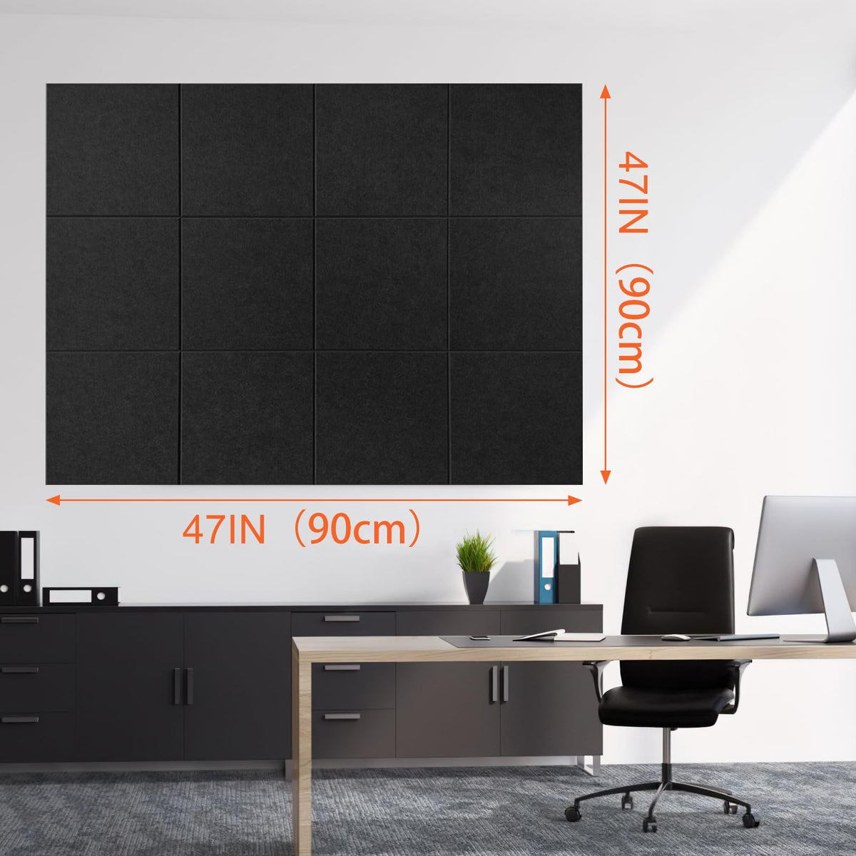 Cork Boards for Walls 48" x 36" Felt Board Alternative, 12 Pack Felt Wall Tiles Bulletin Board, Large Cork Board for Office Pin Board Tack Board Cork Boards