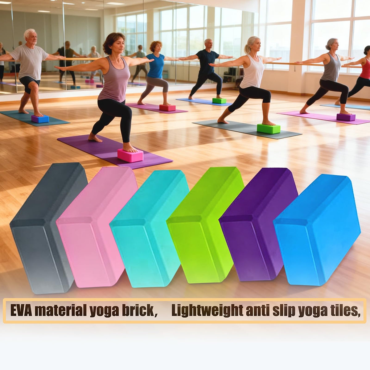 24 Pcs Foam Yoga Blocks Lightweight Non-Slip Supportive Yoga Bricks Yoga Props Accessories for Women Men, Stretching and Meditation (6 Colors)