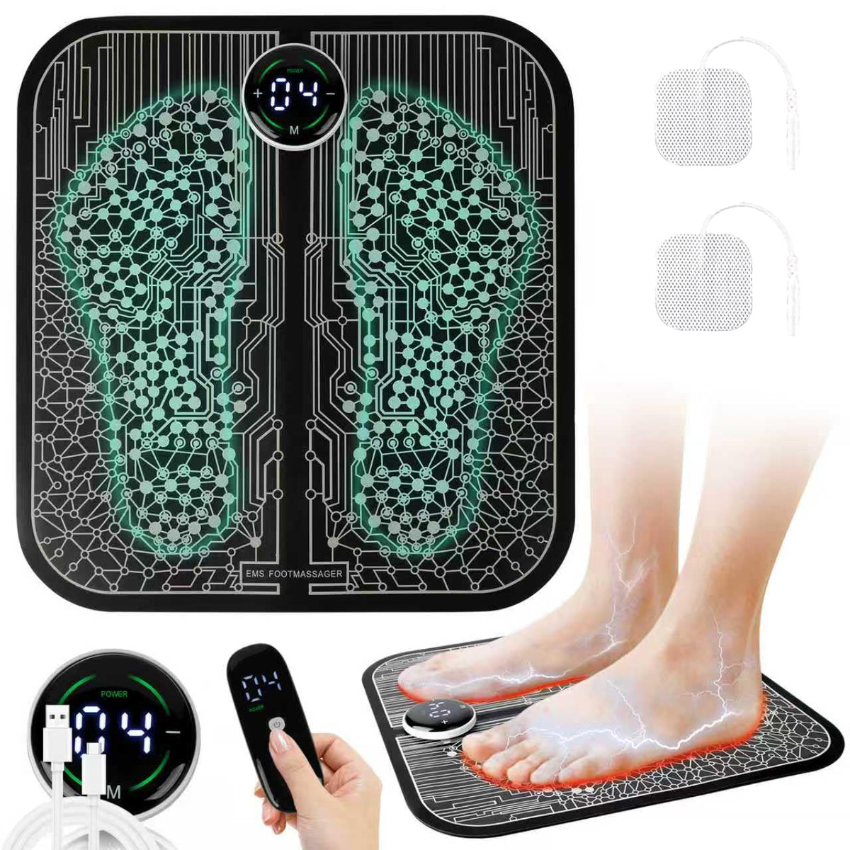 VFU Transcutaneous Electrical Nerve Stimulator for Pain Relief, EMS Foot Massager for Increase Local Blood Circulation,EMS Foot Stimulator Temporarily Reduce Lower Extremity Pain.