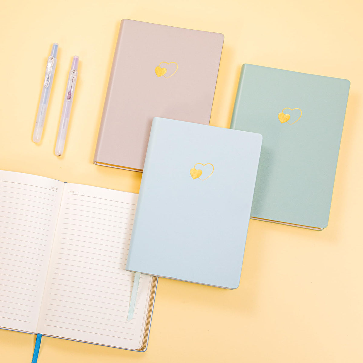 CAGIE Lined Journal Notebook for Women and Girls 256 Pages Cute Diary with Heart-Shaped Leather Journals for Writing A5 Soft Cover Notebooks for Work School (05 Moon Ash, A5)