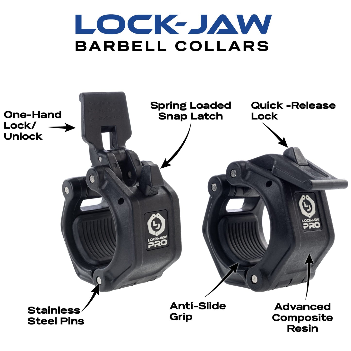 Lock-Jaw PRO 2 Barbell Collars Olympic Barbell Clamps 2 Pcs – Heavy Duty Bar Clamps for 2” & 50mm Olympic Bars – Secure Weight Bar Clamps for Strength Training & Home Gym Accessories – Pink