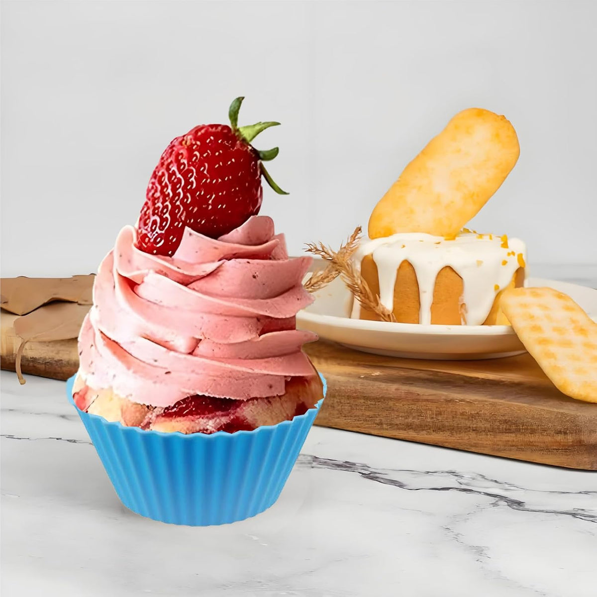 Skiennix 12 PCS Silicone Cupcake Baking Cups - Reusable Non-Stick Muffin Liners for Easy Clean | Multicolored