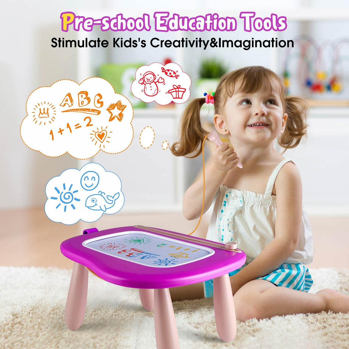 Smasiagon Toddler Toys Age 1-2 Year Old Boys Girls, Magnetic Drawing Doodle Board Valentines Day Gifts for Kids Educational Learning Toys for 1 2 3 Year Old Boys Girls Birthday Gifts (Purple)