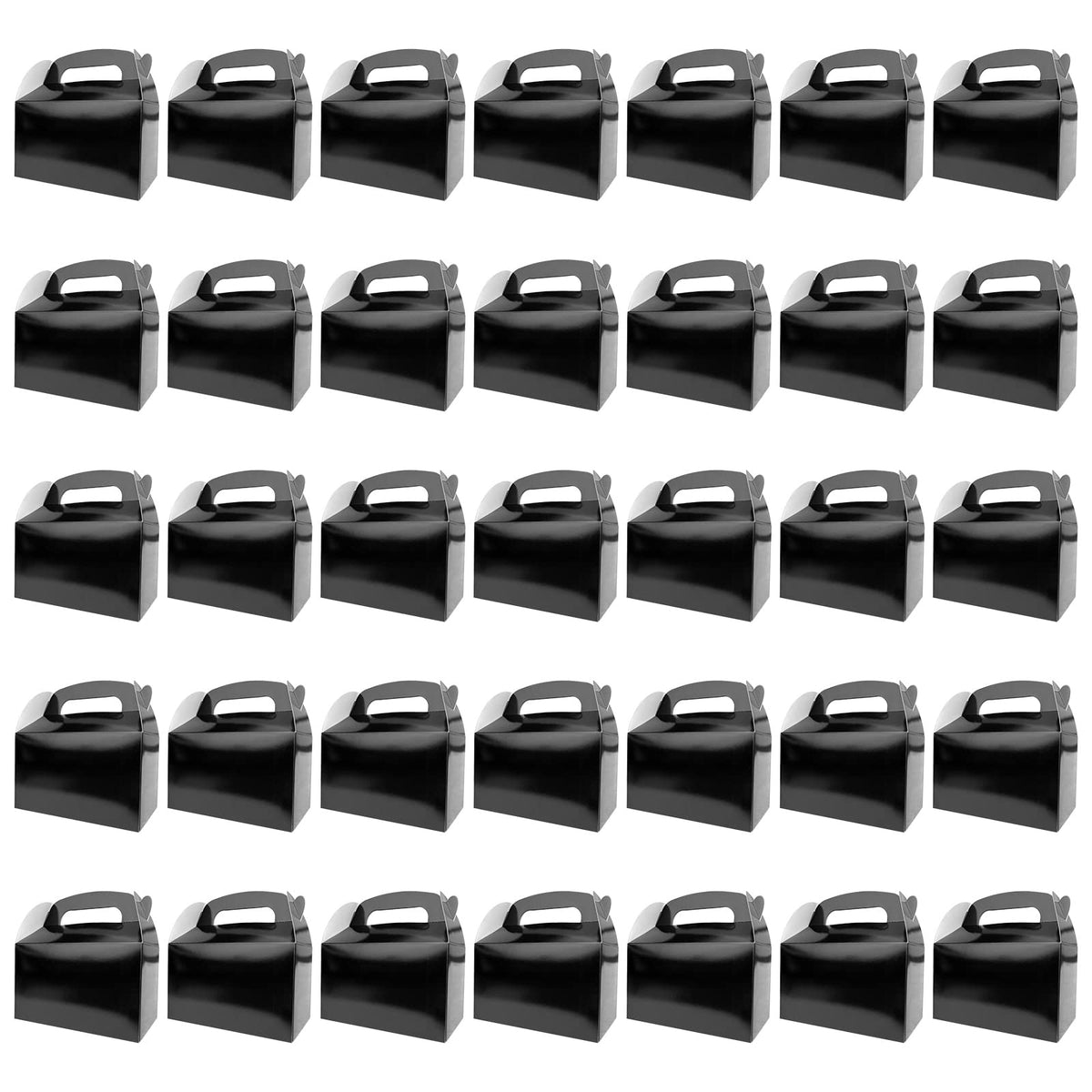 HKLMRO 35 PCS Party Treat Boxes Black Candy Cookies GiftBox DIY Portable Favor Bags Snack Goodie Cardboard Gable Perfect for Kids Birthday Halloween Wedding Baby Shower Easter Supplies Decoration