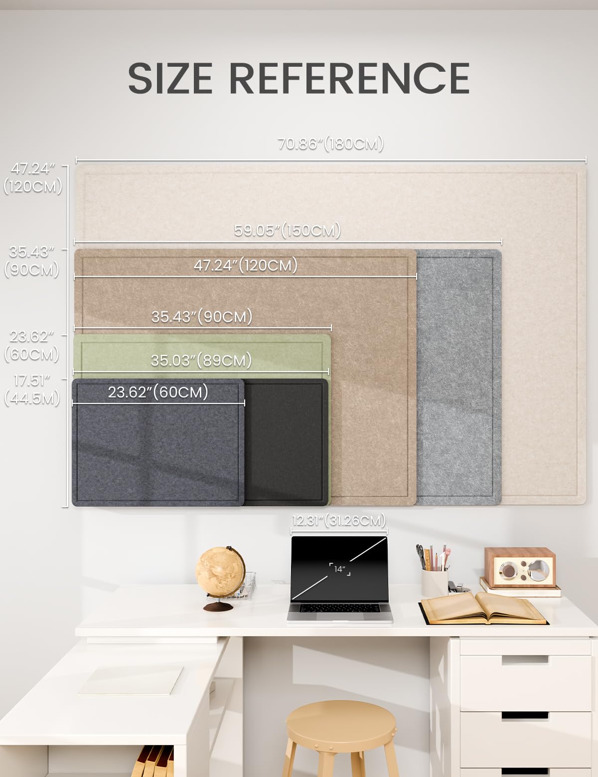 Fluxynara Bulletin Board,35.4" x 23.6" Cork Board Alternative with 12 Safe Removable Adhesive Tabs, Foldable Felt Pin Board for Home Office, Classroom, Bedroom,Entryway for Walls—Pink