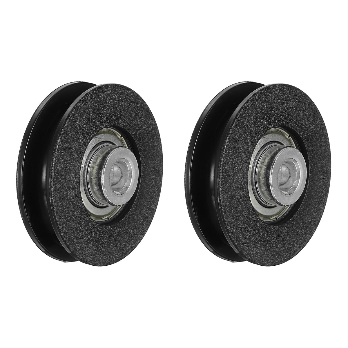 YELARXI 60mm / 2.36" Nylon Bearing Gym Pulley Wheel, Gym Cable Pulley Wheel Fitness Equipment Accessories 2 Pcs & Steel Shaft & Black-Fitting for (Cable Machine/Garage Door/Home Exercise)