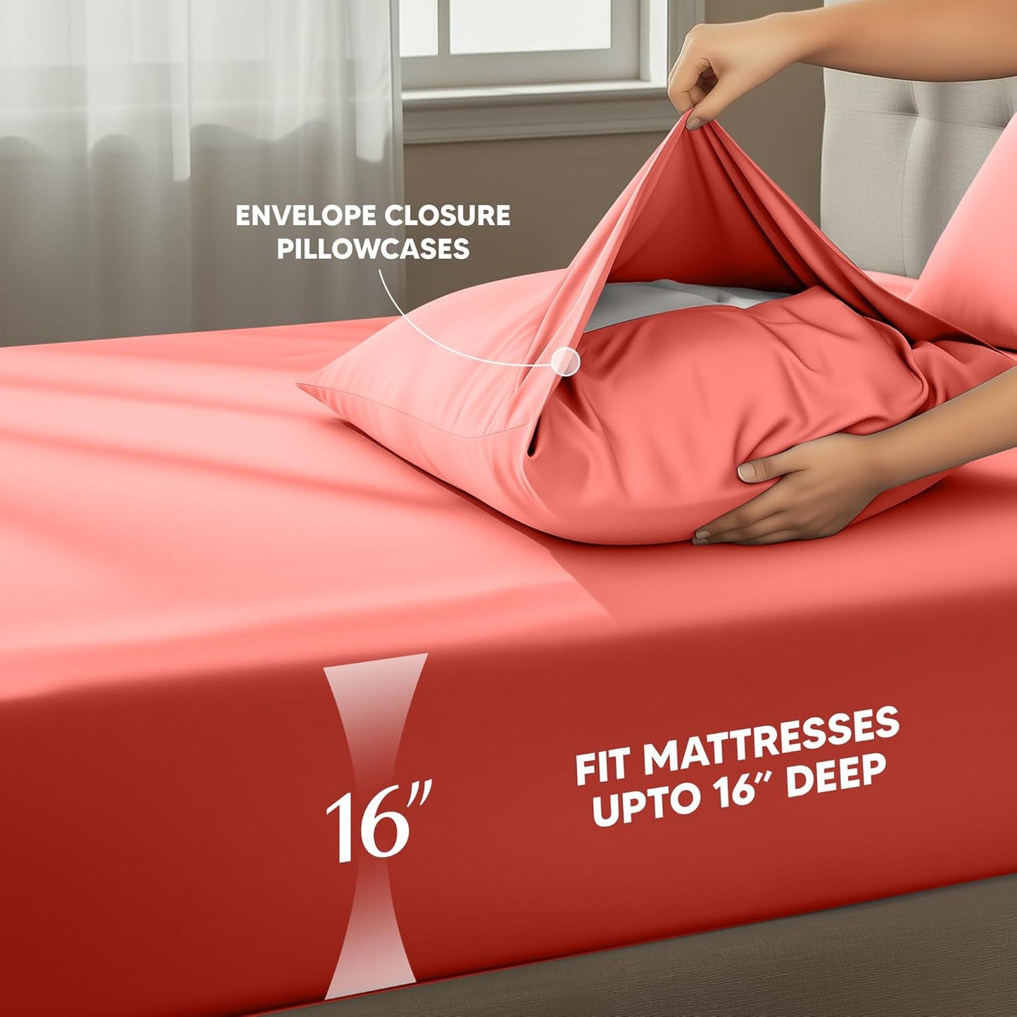Utopia Bedding Full Size Sheet Set - Soft, Breathable Microfiber, 4-Piece in Coral | Oeko-Tex Certified