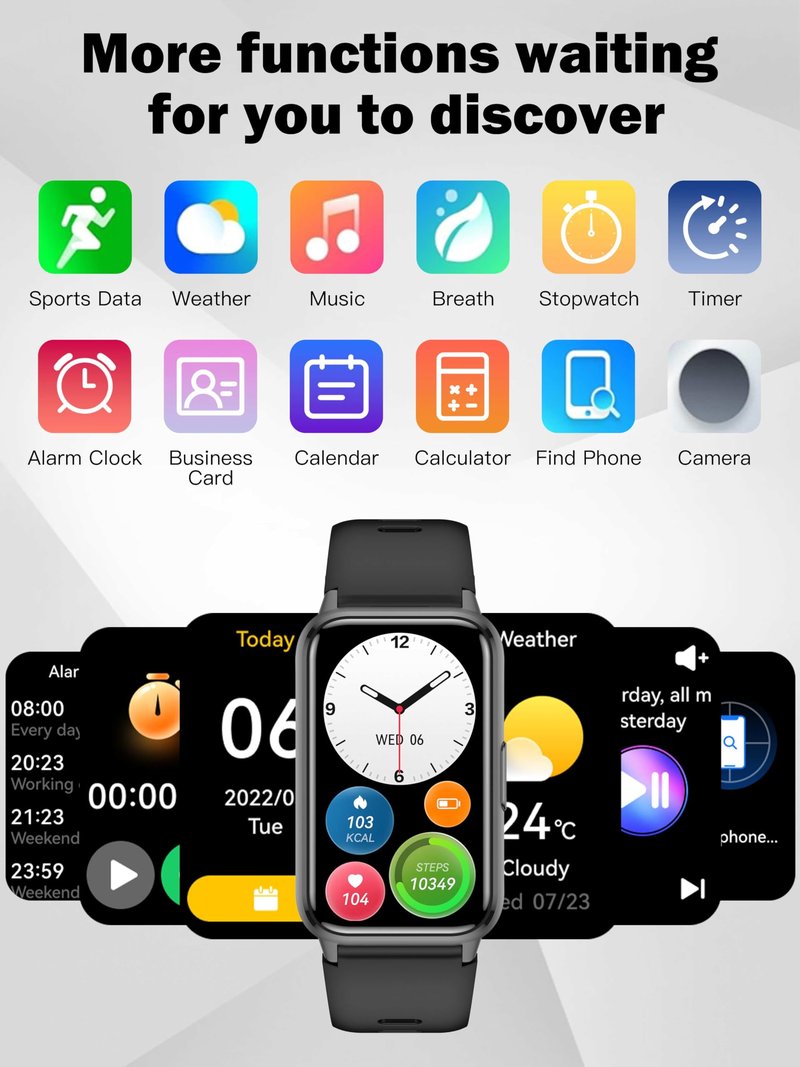 KPEP AMOLED Fitness Watches for Women Men with Stress Blood Oxygen Heart Rate Monitor Sleep Tracking 110+ Sport Modes Fitness Tracker Watch Calorie Counter Step Tracker IP68 Waterproof for Andriod iOS