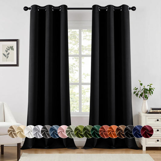MIULEE Blackout Curtains - Thermal Insulated Room Darkening Drapes | 90-Inch Long, 2 Panels, Noise Reduction