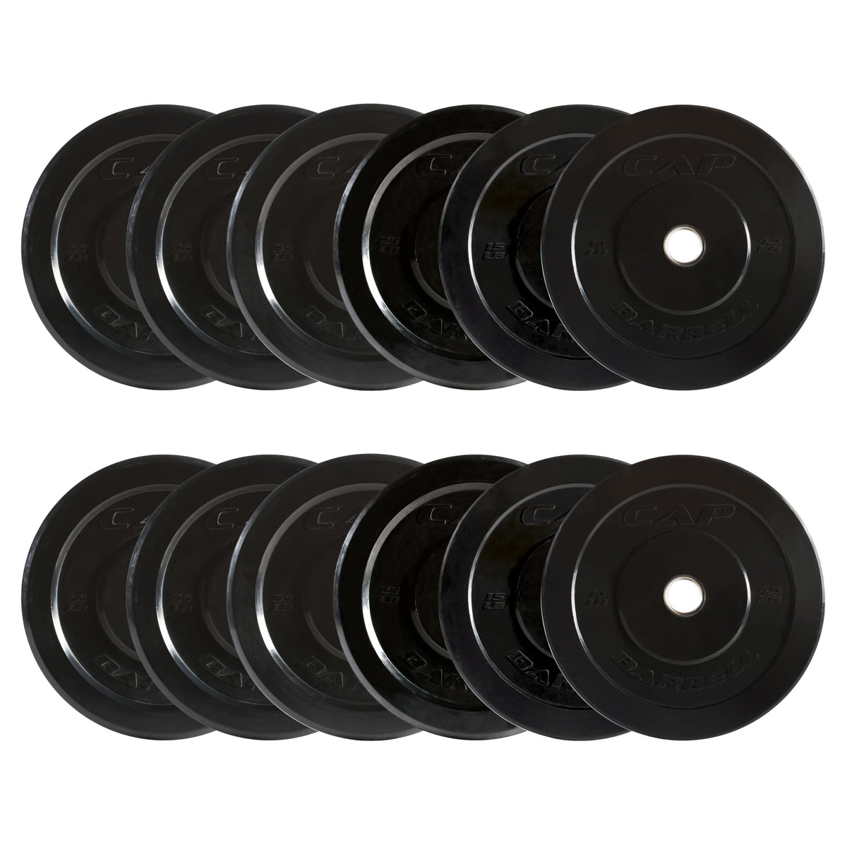 CAP Barbell 370 lb Elite Olympic Bumper Plate Set, Black