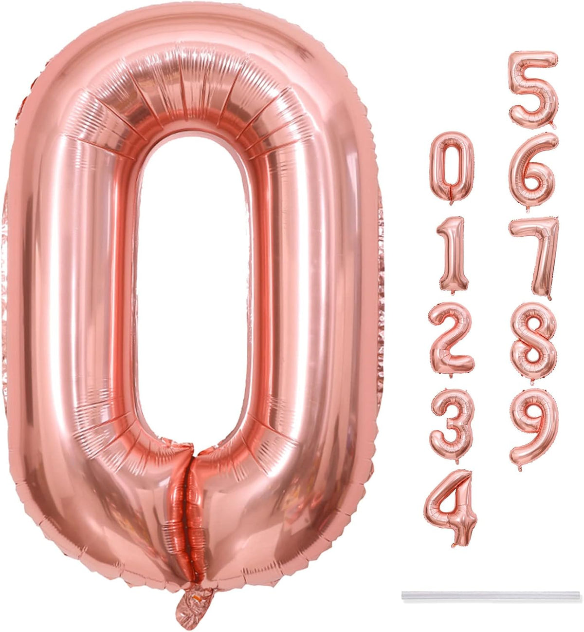Rose Gold Number 0 Balloon by [Brand Name] - Large Self-Inflating Helium Foil for 20th, 30th, 40th Birthdays & Celebrations