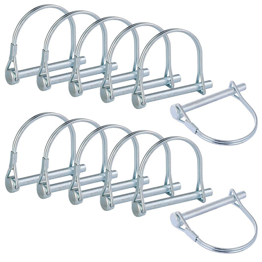 SuperMMarK 12-Count 1/4 Inch Heavy Duty Zinc-Plated Carbon Steel Spring Locking Pins for Farm Trailers Lawn Garden